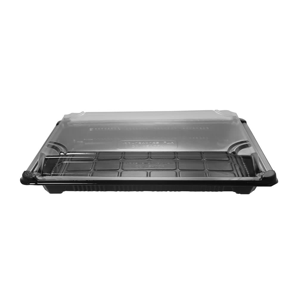 Vegware Sushi Container - 9 1/2" x 6", PLA, Black (VSU-04)