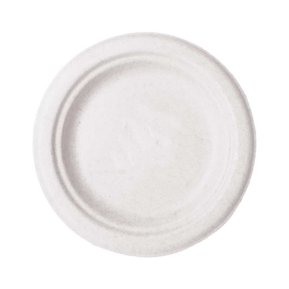 Vegware 6" Round Disposable Plate - Molded Fiber, White (WH-06)