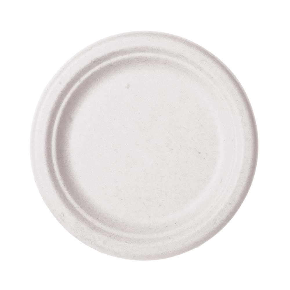 Vegware 7" Round Disposable Plate - Molded Fiber, White (WHBRG-07)