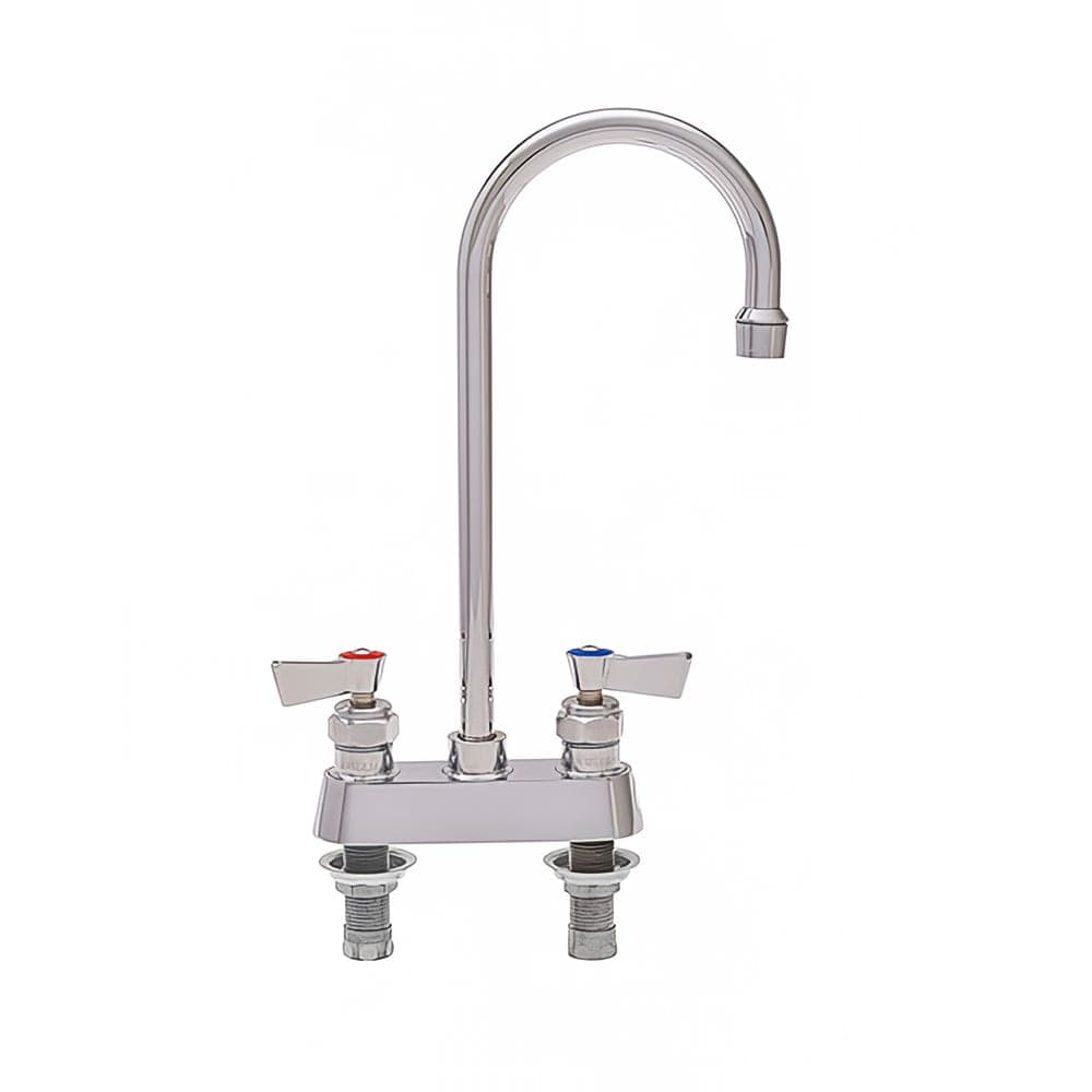 Fisher 53872 Deck Mount Faucet w/ 6" Gooseneck Spout - 1/2" Male Inlets, Stainless Steel