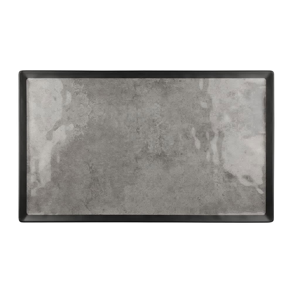 Elite Global Solutions 20 3/4" x 12 3/4" Rectangular Kobe Tray - Melamine, Black/Silver (B177208-SLVB)