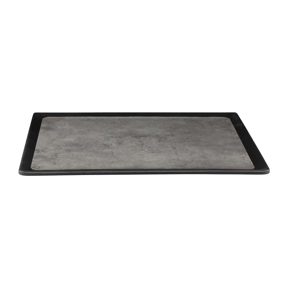 Elite Global Solutions 12 5/8" x 10 3/8" Rectangular Kobe Tray - Melamine, Black/Silver (B178128-SLVB)