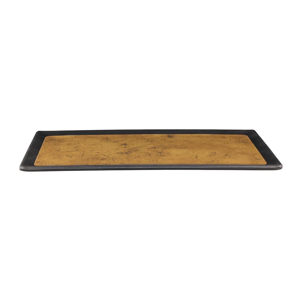 Elite Global Solutions 12 5/8" x 6 7/8" Rectangular Kobe Tray - Melamine, Black/Gold (B179128-GLDB)