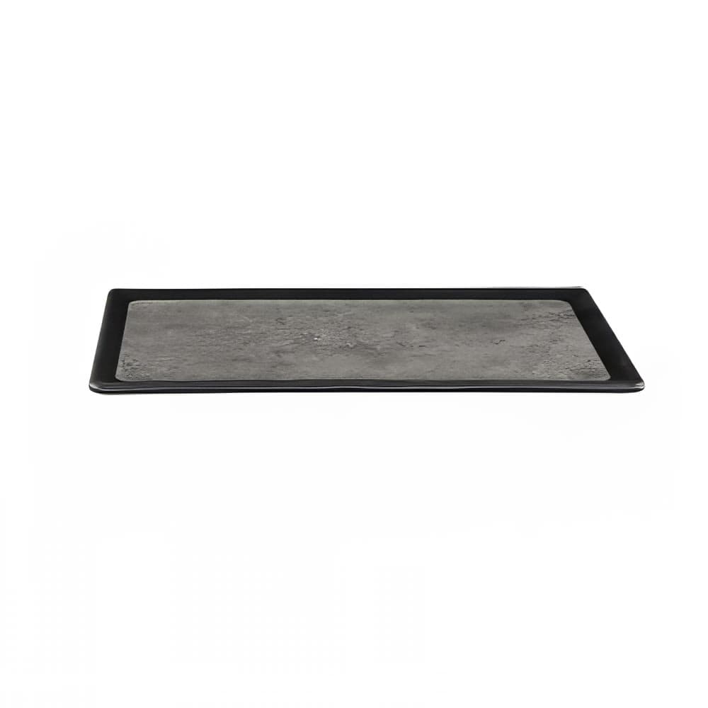 Elite Global Solutions 12 5/8" x 6 7/8" Rectangular Kobe Tray - Melamine, Black/Silver (B179128-SLVB)