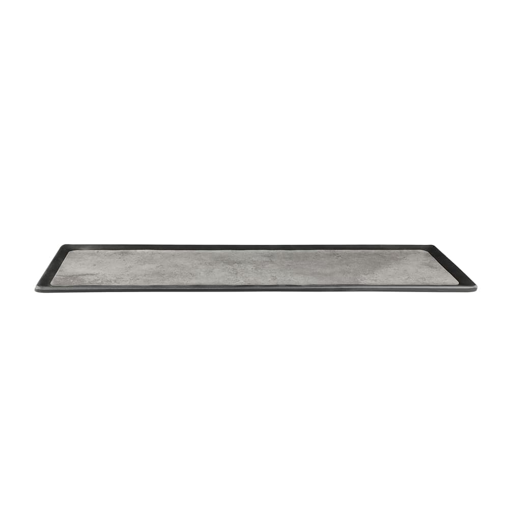 Elite Global Solutions 20 3/4" x 6 3/8" Rectangular Kobe Tray - Melamine, Black/Silver (B180208-SLVB)