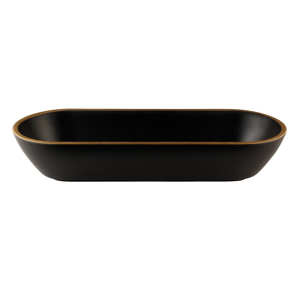 Elite Global Solutions 70 oz Oval Melamine Serving Bowl, Black/Gold (B248152-GLDB)