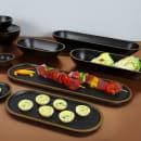 Elite Global Solutions 20 1/4" x 6" Oval Melamine Bowl Lid - Black/Gold (B250200-GLDB) thumbnail 8