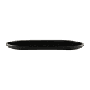 Elite Global Solutions 12 5/8" x 5 7/8" Oval Melamine Dinner Plate - Black/Silver (B251127-SLVB) thumbnail 3