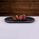 Elite Global Solutions 12 5/8" x 5 7/8" Oval Melamine Dinner Plate - Black/Silver (B251127-SLVB) thumbnail 7