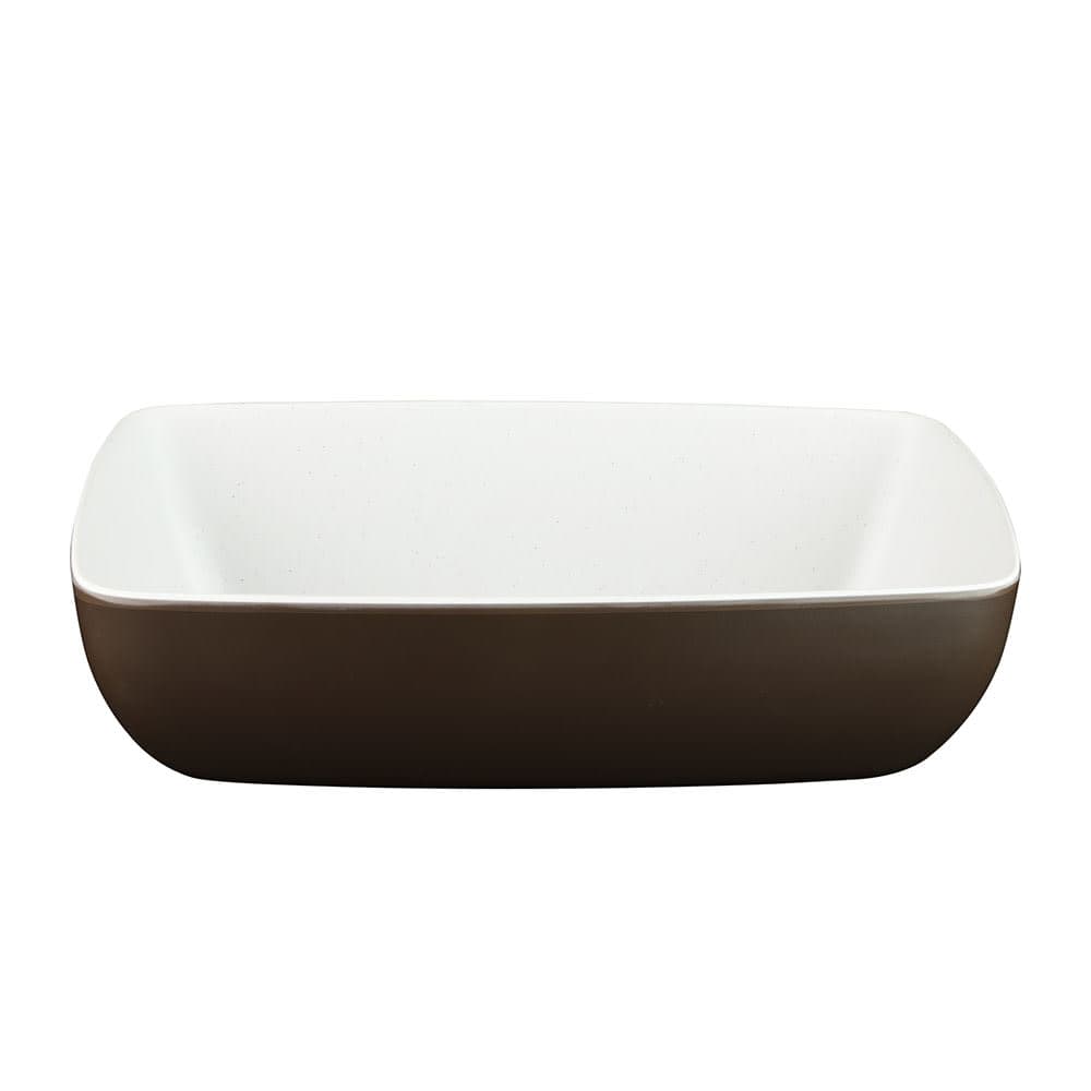 Elite Global Solutions 72 oz Rectangular Melamine Serving Bowl, White/Chocolate (B264105-WS/CH)