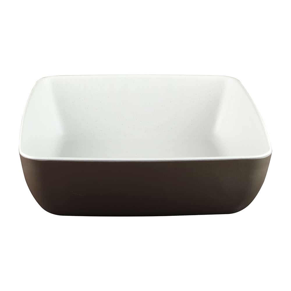 Elite Global Solutions 113 oz Square Melamine Serving Bowl, White/Chocolate (B267098-WS/CH)