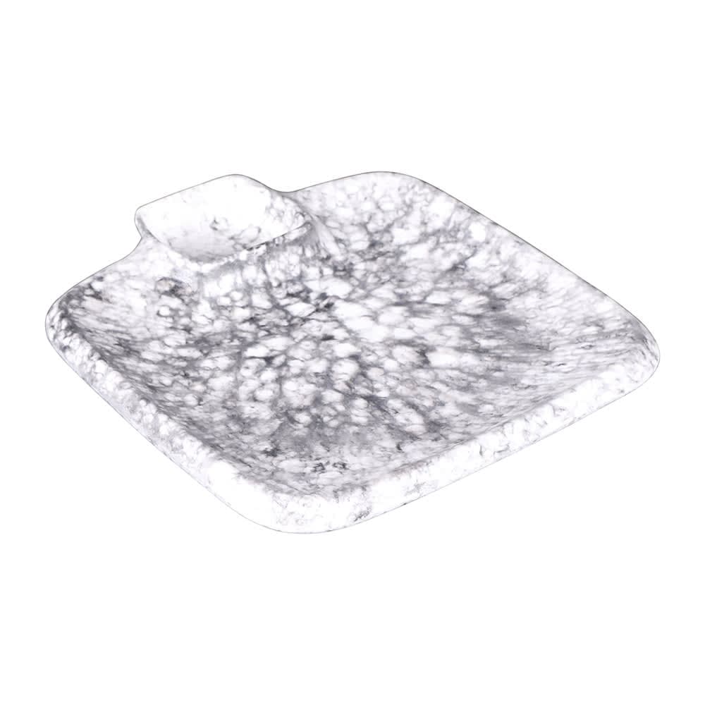 Elite Global Solutions 9" Square Chip & Dip Plate - Melamine, Marble (B428090-BBM)