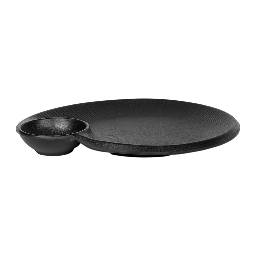 Elite Global Solutions 9 1/2" x 8" Oval Chip & Dip Plate - Melamine, Black (B429095-B)