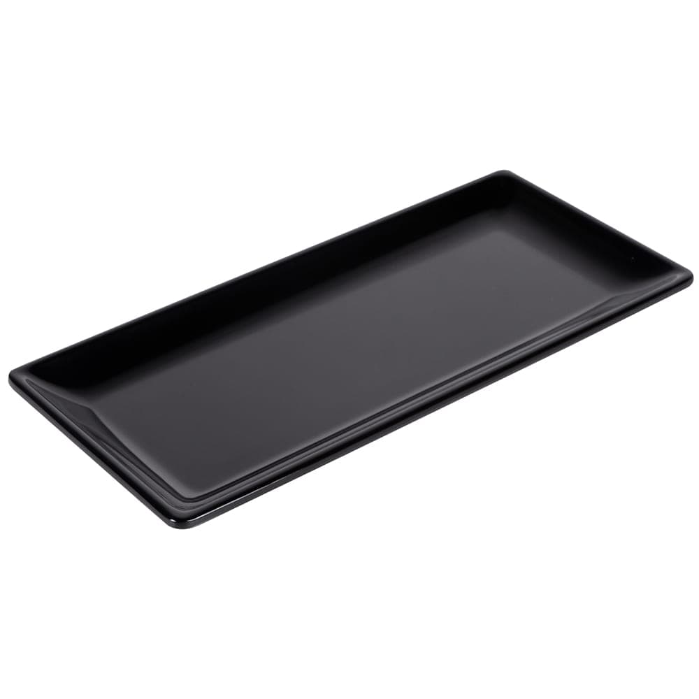 Elite Global Solutions 12" x 5 1/2" Rectangular Sqaured Platter - Melamine, Black (D126RC-B)