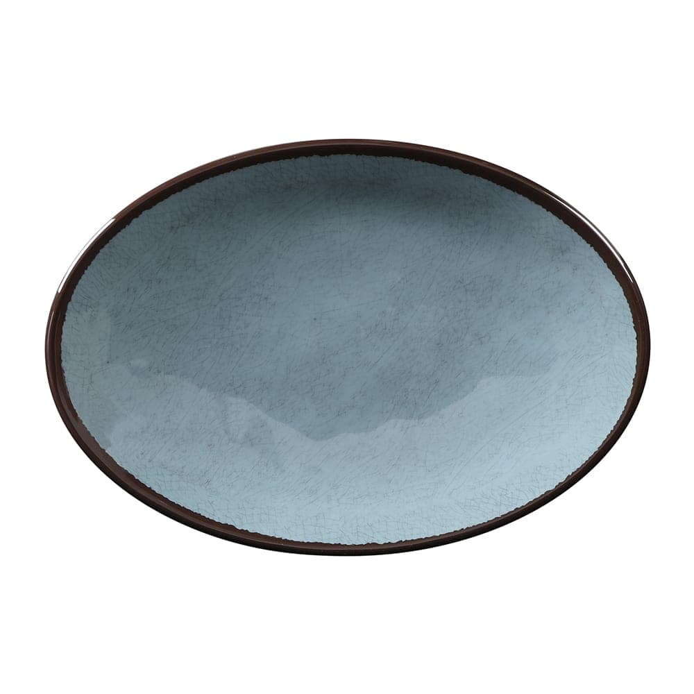 Elite Global Solutions 12 1/2" x 8 1/2" Oval Melamine Salad Plate - Cameo Blue (D8512OVM-CB)