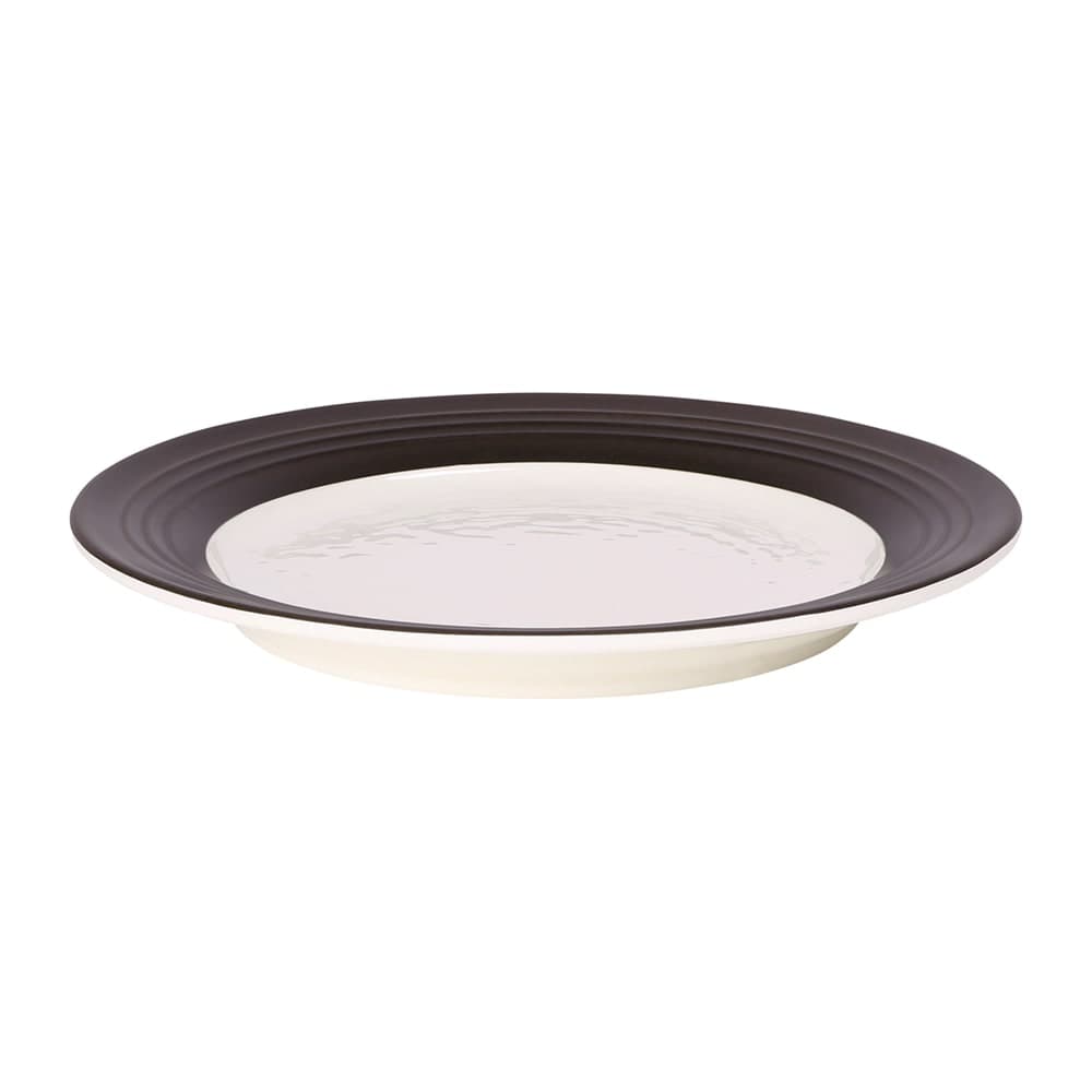 Elite Global Solutions 9" Round Melamine Dinner Plate, Antique White/Chocolate (D897GM-AW/CH)