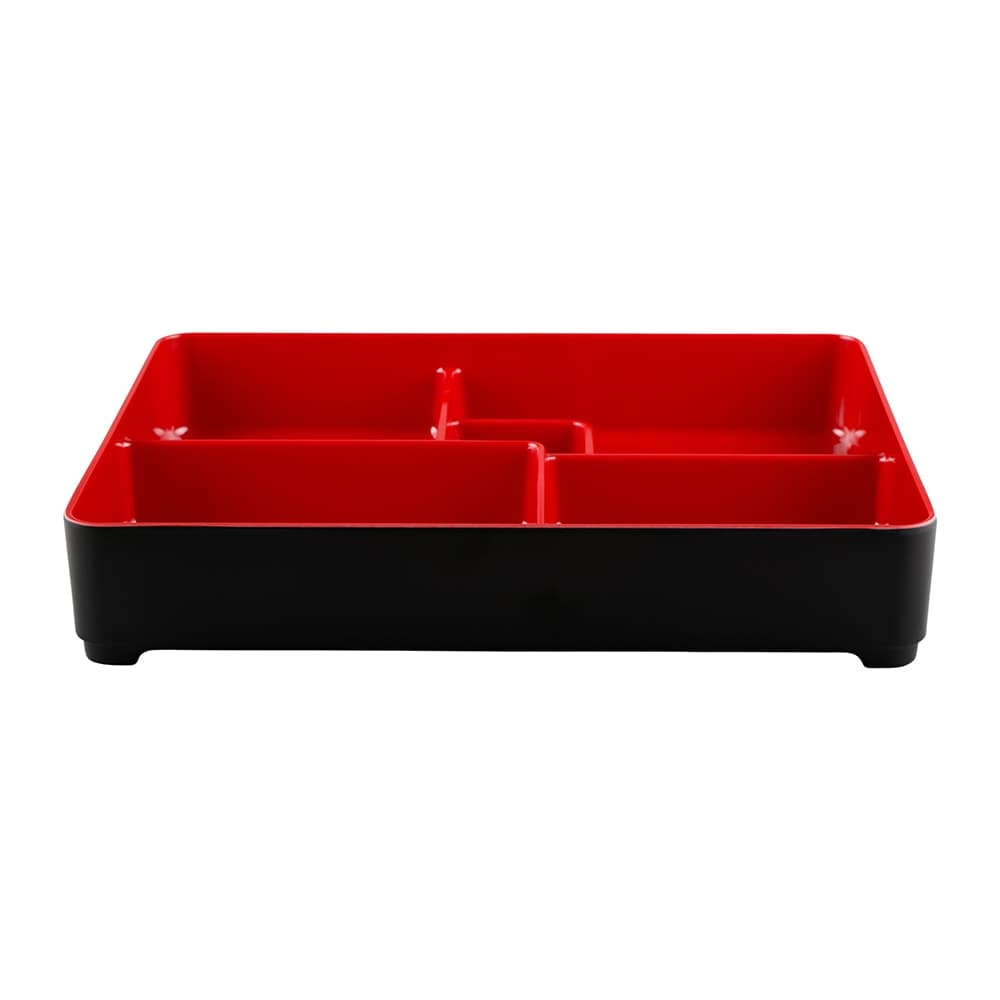 Elite Global Solutions Karma Bento Box - 10 3/4" x 8 3/8", Melamine, Black/Red (JW11852T-BR)