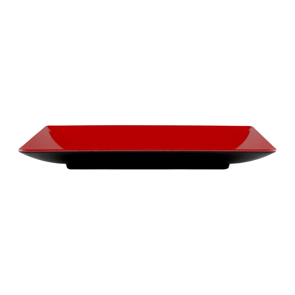 Elite Global Solutions Rectangular Melamine Dinner Plate - 13" x 8", Black/Red (JW1382T-BR)
