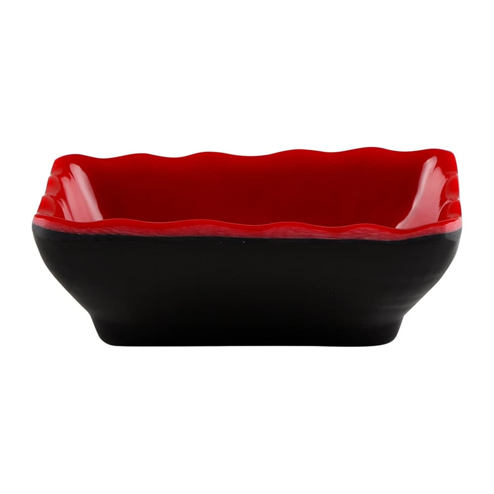 Elite Global Solutions 2 oz Melamine Sauce Dish - Melamine, Black/Red (JW3252T-BR)