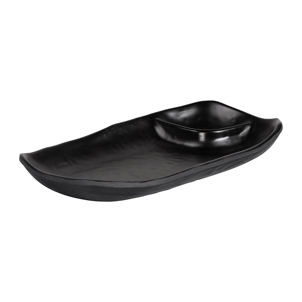 Elite Global Solutions Serving Tray w/2 Compartments - 7 1/2"L x 4 1/2"W, Melamine, Black (JW4031-B)