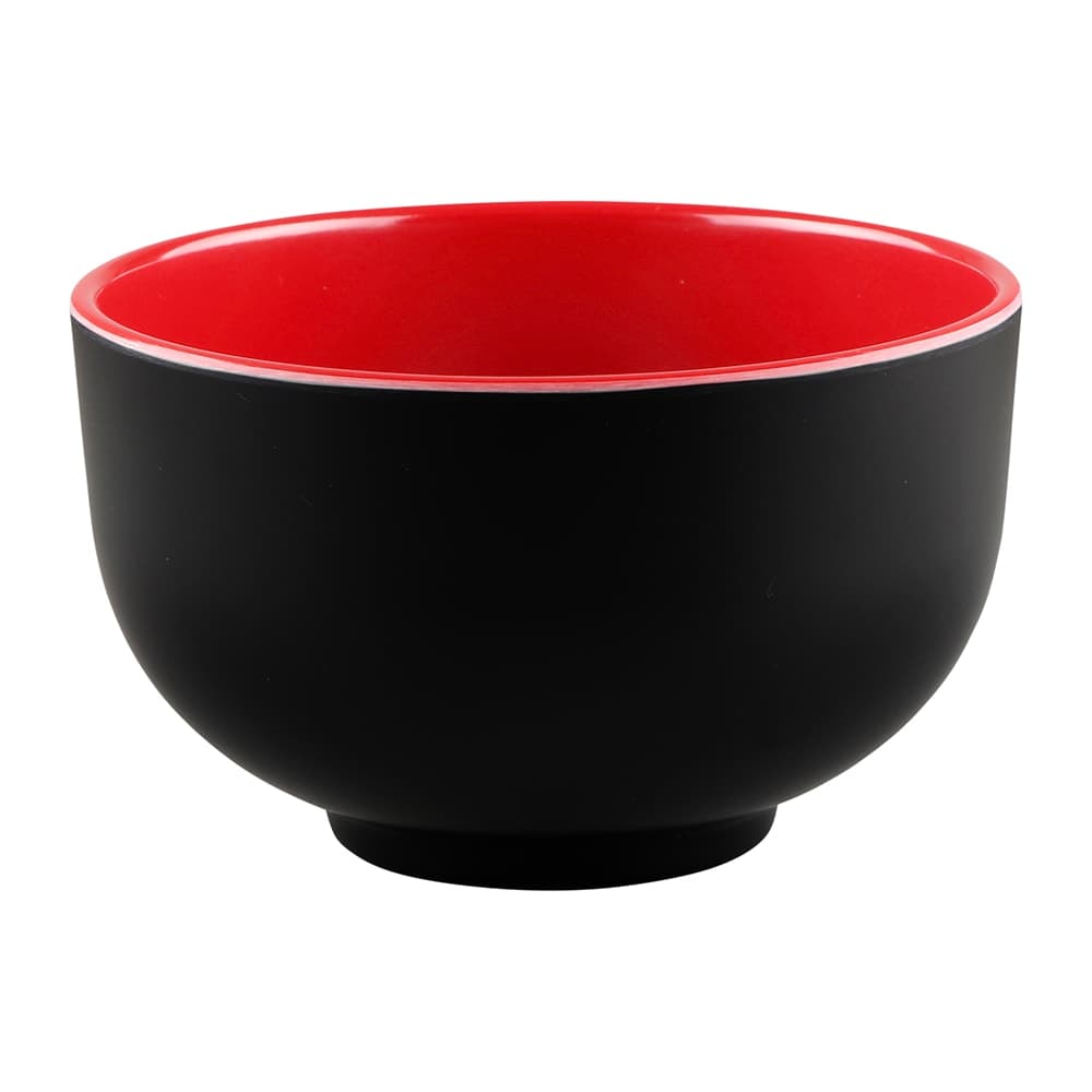 Elite Global Solutions 24 oz Round Melamine Bowl, Black/Red (JW4432T-BR)