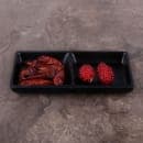 Elite Global Solutions 4 oz Melamine 2 Compartment Sauce Bowl - 5 7/8" x 2 7/8", Black (JW521-B) thumbnail 6