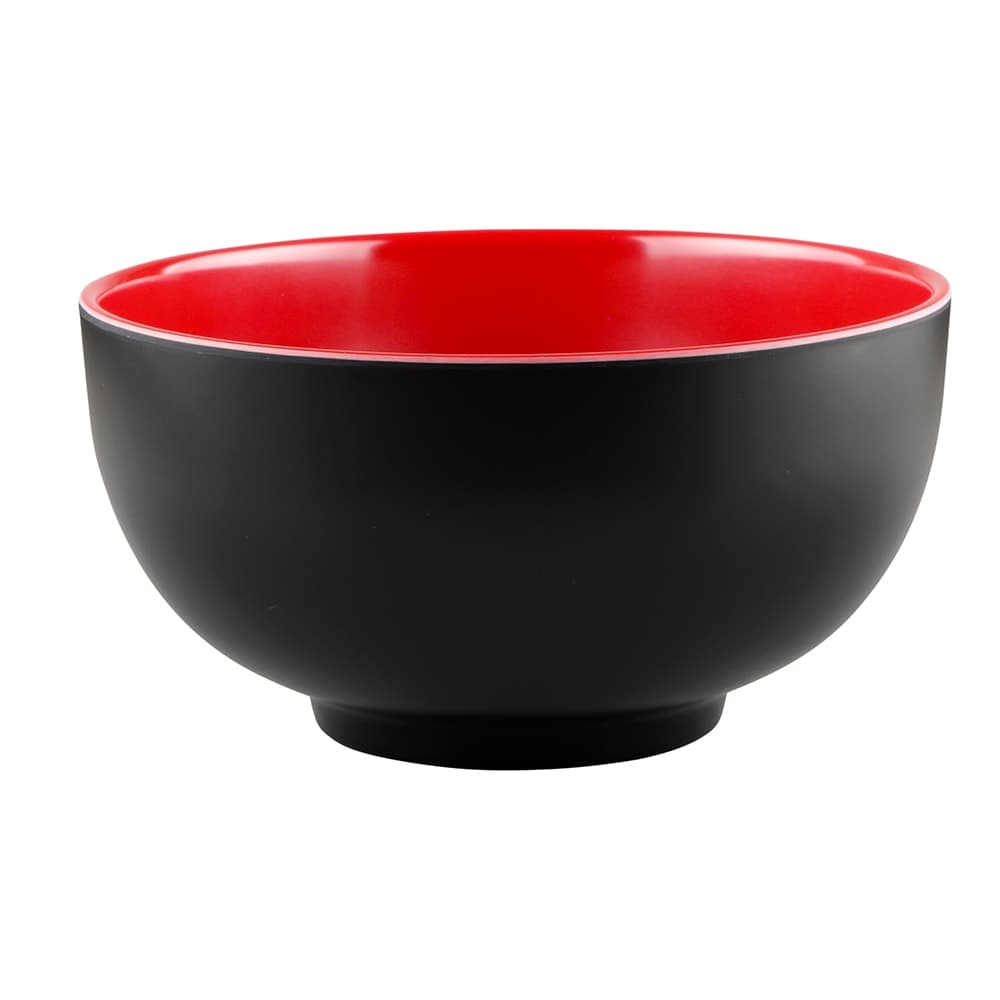 Elite Global Solutions 48 oz Round Melamine Bowl, Black/Red (JW542T-BR)