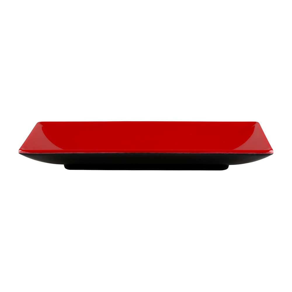 Elite Global Solutions Rectangular Melamine Dinner Plate - 9" x 5", Black/Red (JW952T-BR)
