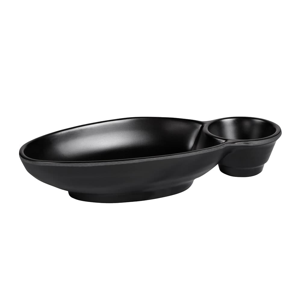 Elite Global Solutions 10" x 5 1/2" Oval Zen Chip & Dip Platter - Melamine, Black (JWC1408-B)