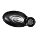 Elite Global Solutions 10" x 5 1/2" Oval Zen Chip & Dip Platter - Melamine, Black (JWC1408-B) thumbnail 2