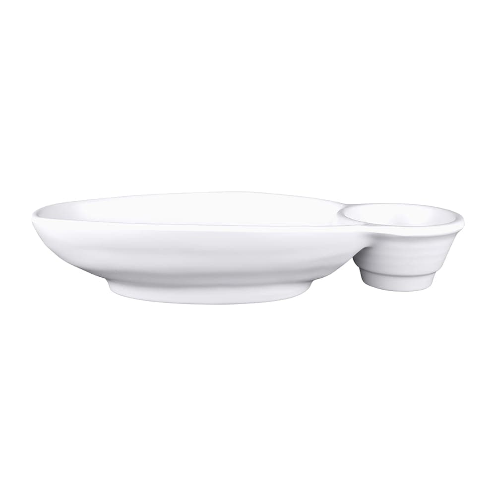 Elite Global Solutions 10" x 5 1/2" Oval Zen Chip & Dip Platter - Melamine, White (JWC1408-W)