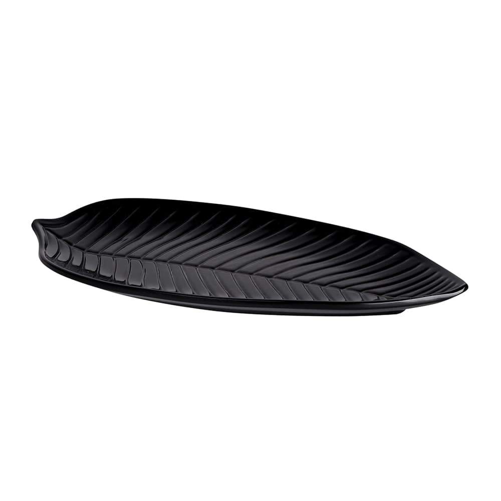 Elite Global Solutions 10 1/4" x 5" Leaf Shape Tropicana Platter - Melamine, Black (M105PL-B)