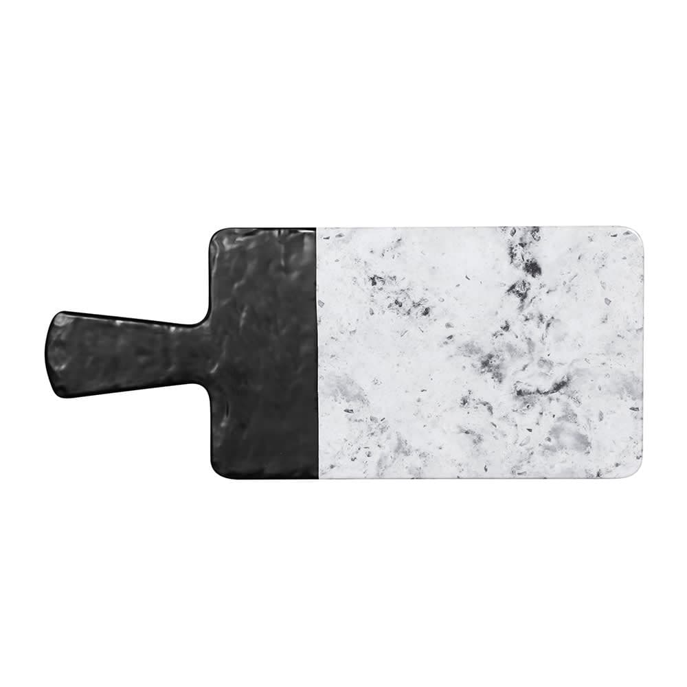 Elite Global Solutions Rectangular Horizon Slate Serving Board - 12" x 7", Melamine, Black Slate/Faux Horizon Marble (M127RCSM-BH)