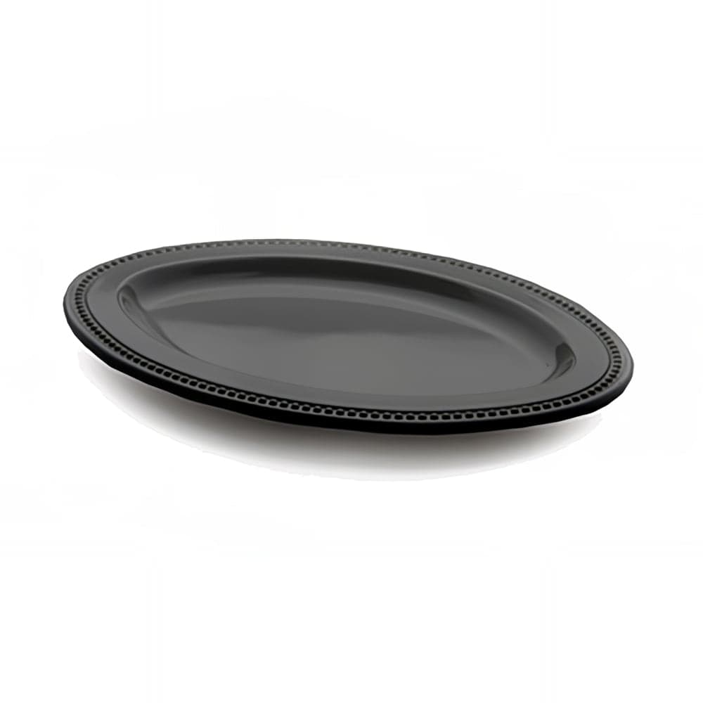 Elite Global Solutions 12" x 8 1/2" Oval Venetian Platter - Melamine, Black (M128OV-B)