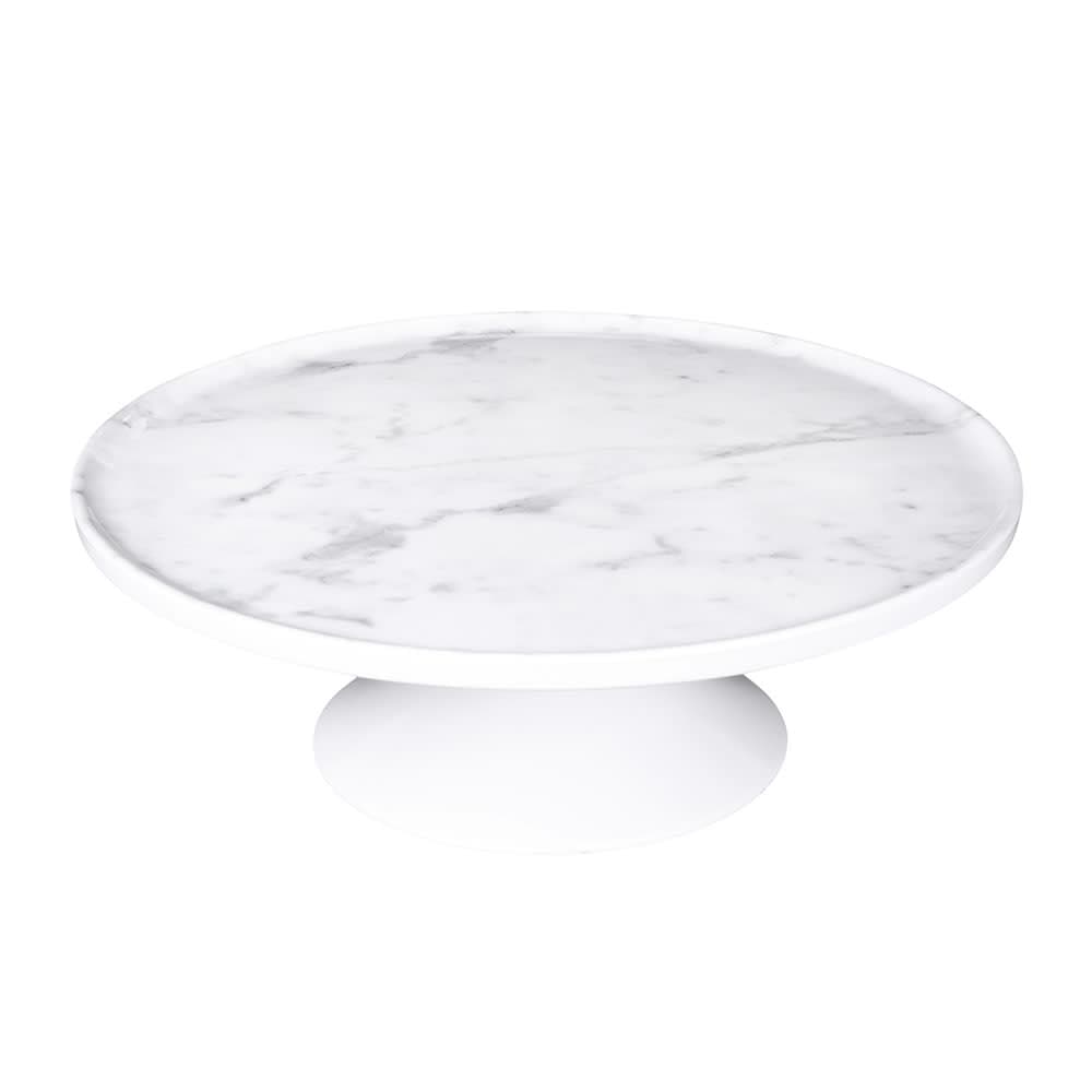 Elite Global Solutions 12" Round Sierra Plate Stand - Melamine, Faux Carrera Marble (M12RPKT-C)