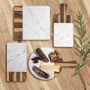 Elite Global Solutions 12" Round Sierra Serving Board - Melamine, Faux Hickory Wood/ Carrara Marble (M12RWM-HWC) thumbnail 2