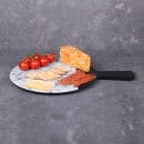 Elite Global Solutions 12" Round Horizon Slate Serving Board w/ Handle - Melamine, Black Slate/Faux Horizon Marble (M12RWSM-BH) thumbnail 6