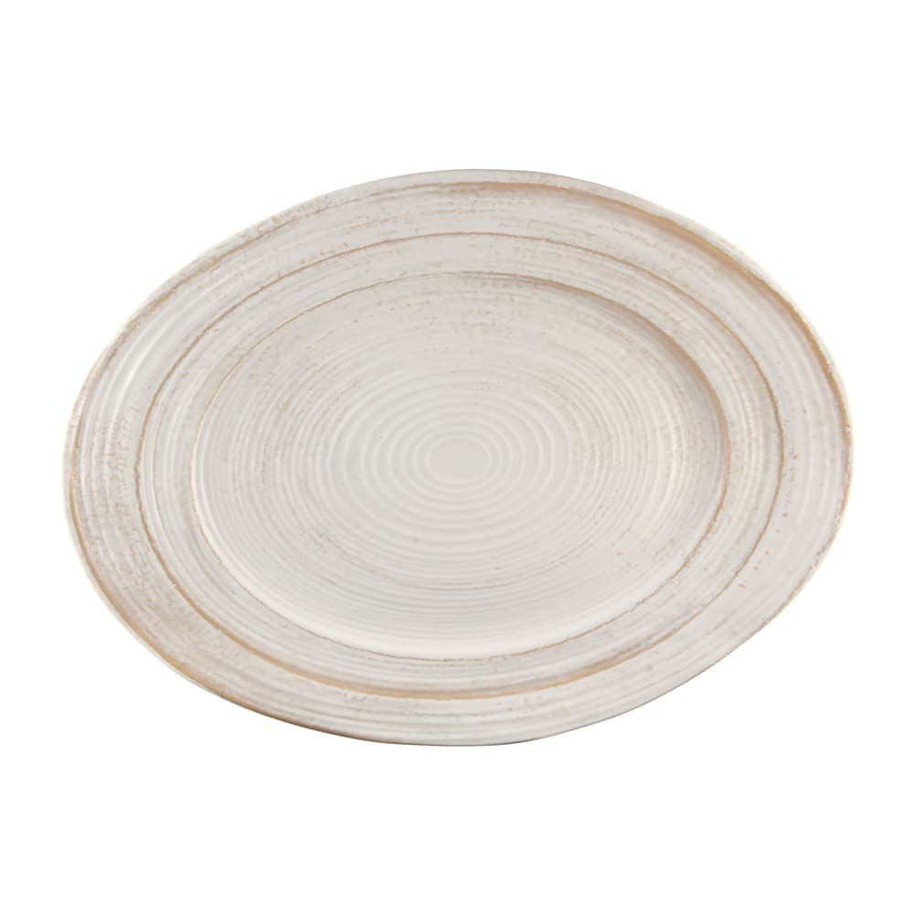 Elite Global Solutions 18" x 13" Oval Della Terra Platter - Melamine, Off White Stone (M1318OVST-OWD)