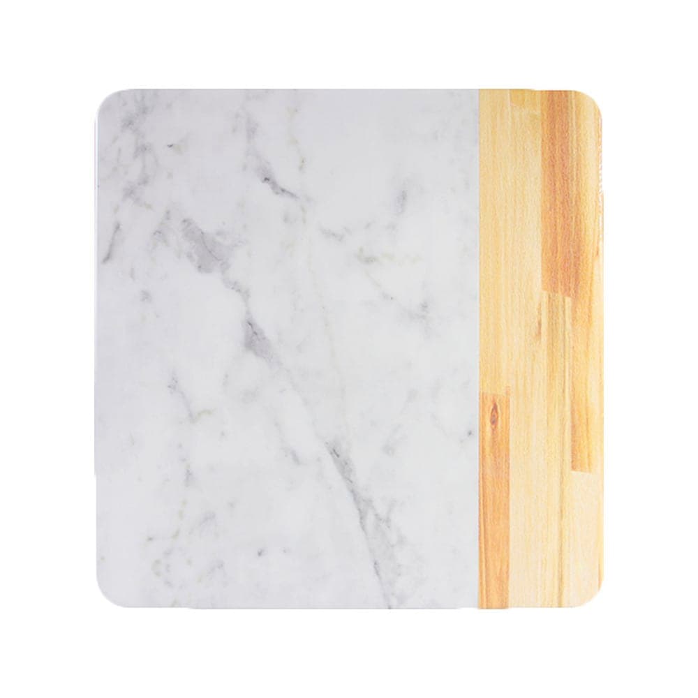 Elite Global Solutions 13" Square Sierra Serving Board - Melamine, Faux Alder Wood/Carrera Marble (M13M-AWC)