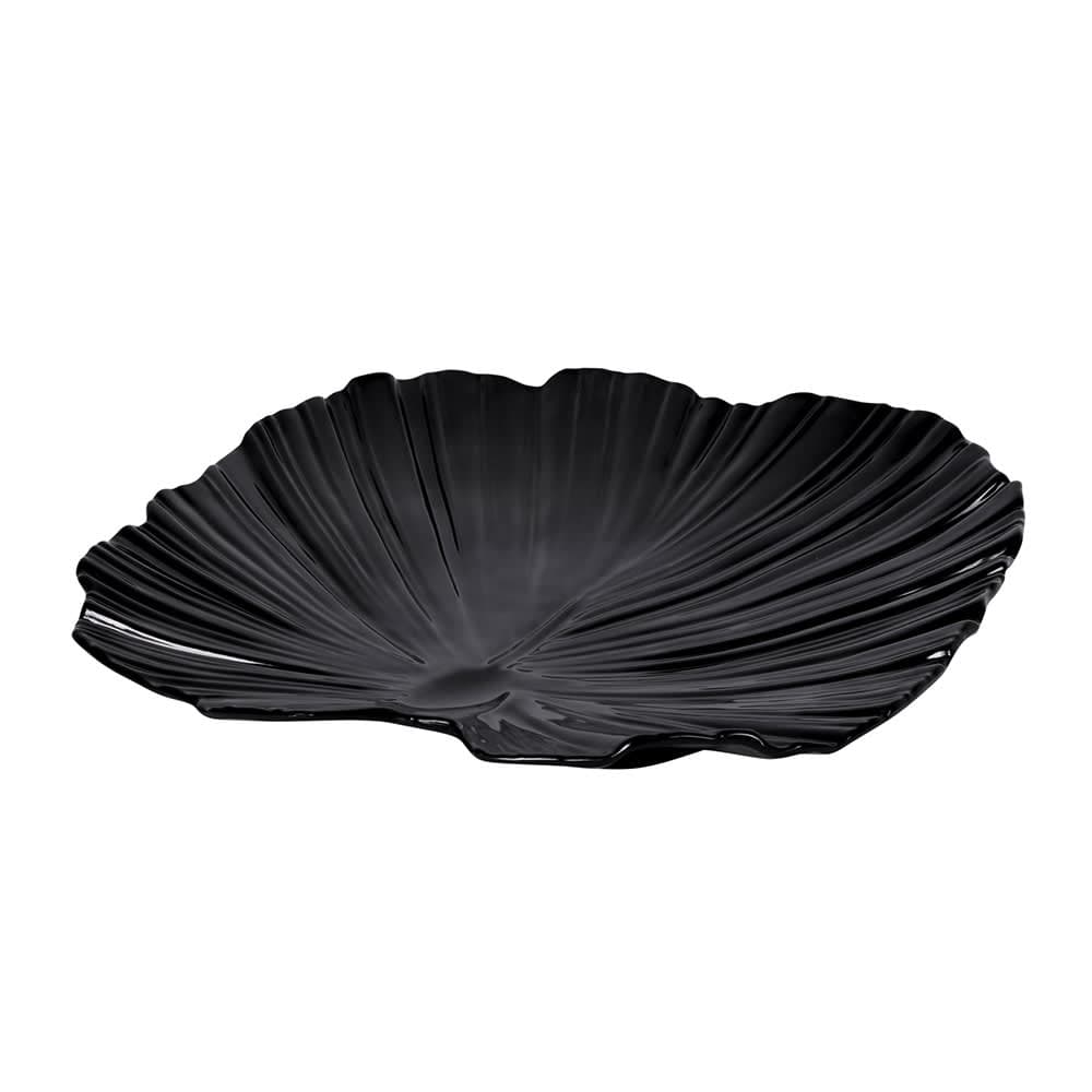 Elite Global Solutions 14" x 13 1/2" Leaf Shaped Tropicana Platter - Melamine, Black (M14PL-B)