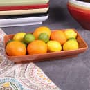 Elite Global Solutions 14 1/2" x 8 1/2" Rectangular Pappasan Platter - Melamine, Sunburn Terra Cotta (M85145-STC) thumbnail 6