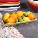 Elite Global Solutions 14 1/2" x 8 1/2" Rectangular Pappasan Platter - Melamine, Weeping Willow Green (M85145-WWG) thumbnail 6