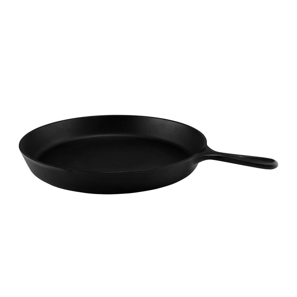 Elite Global Solutions 10 3/4"  Round Illogical Faux Cast Iron Fry Pan w/ Handle - Melamine, Black (MFP1075-B)