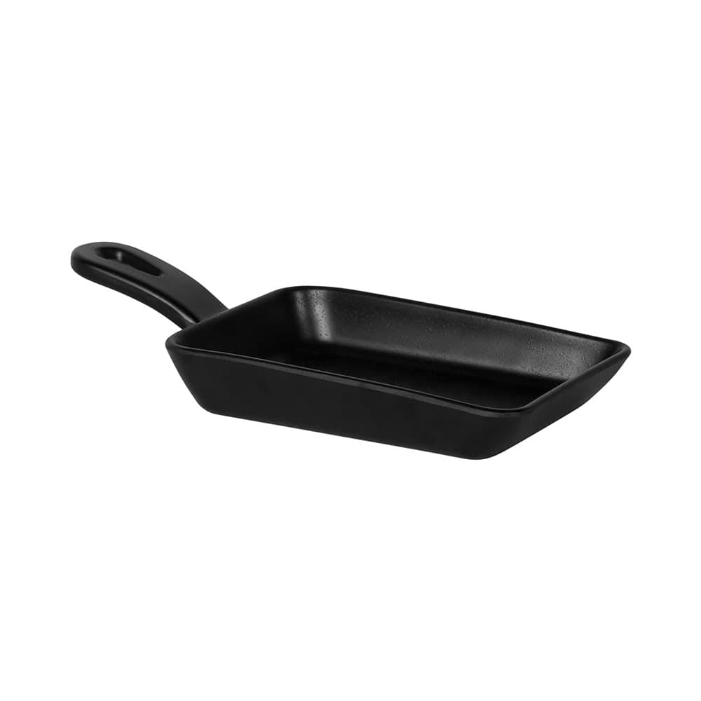 Elite Global Solutions 6 5/8" x 4 1/2" Illogical Rectangular Faux Cast Iron Fry Pan w/ Handle - Melamine, Black (MFP643-B)
