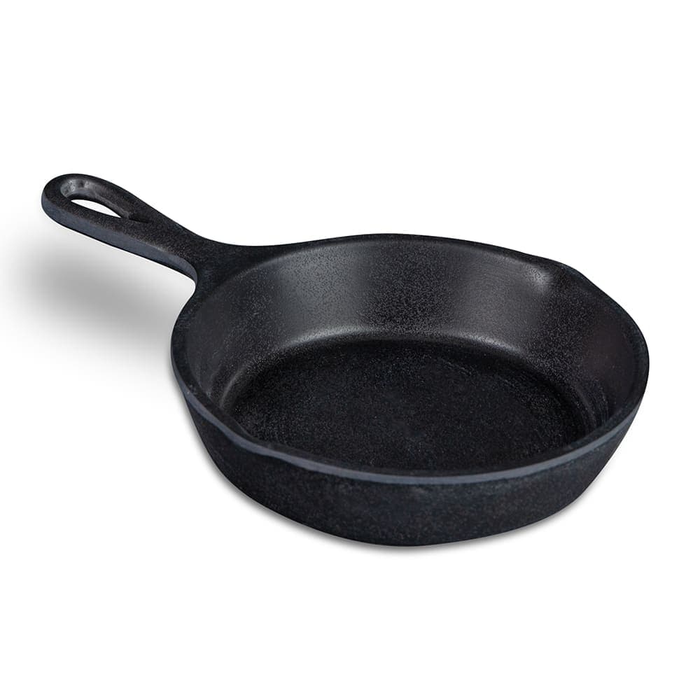 Elite Global Solutions 6" Round Illogical Faux Cast Iron Fry Pan w/ Handle - Melamine, Black (MFP6-B)