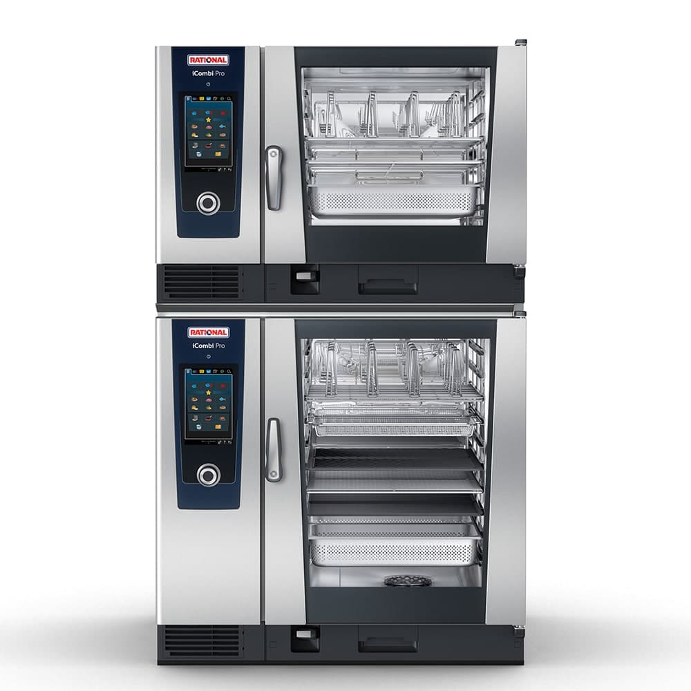 Rational ICP 6-FULL/10-FULL E 208/240V 3 PH Double Full Size Combi Oven - Boiler Based, 208-240v/3ph