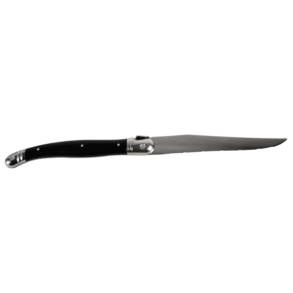 Laguiole 9" Laguiole Black Serrated Steak Knife w/ Curved Plastic Handle, Stainless (5392S057)