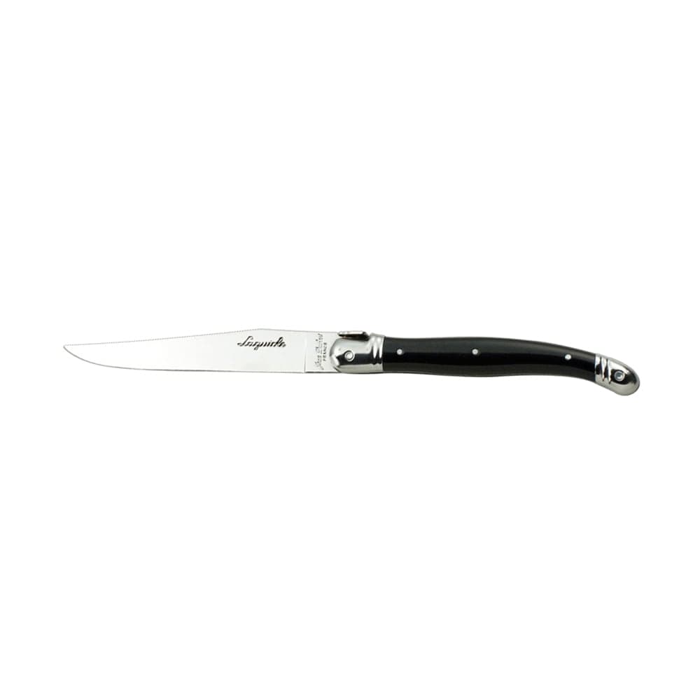 Laguiole 9" Laguiole Black Sharpened Steak Knife w/ Curved Plastic Handle, Stainless (5392S077)