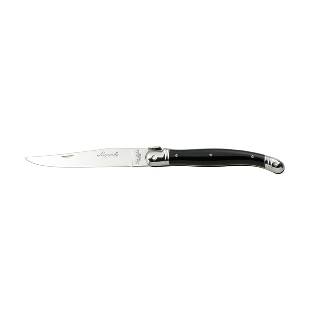 Laguiole 9" Laguiole Black Sharpened Steak Knife w/ Curved Plastic Handle, Stainless (5392S079)