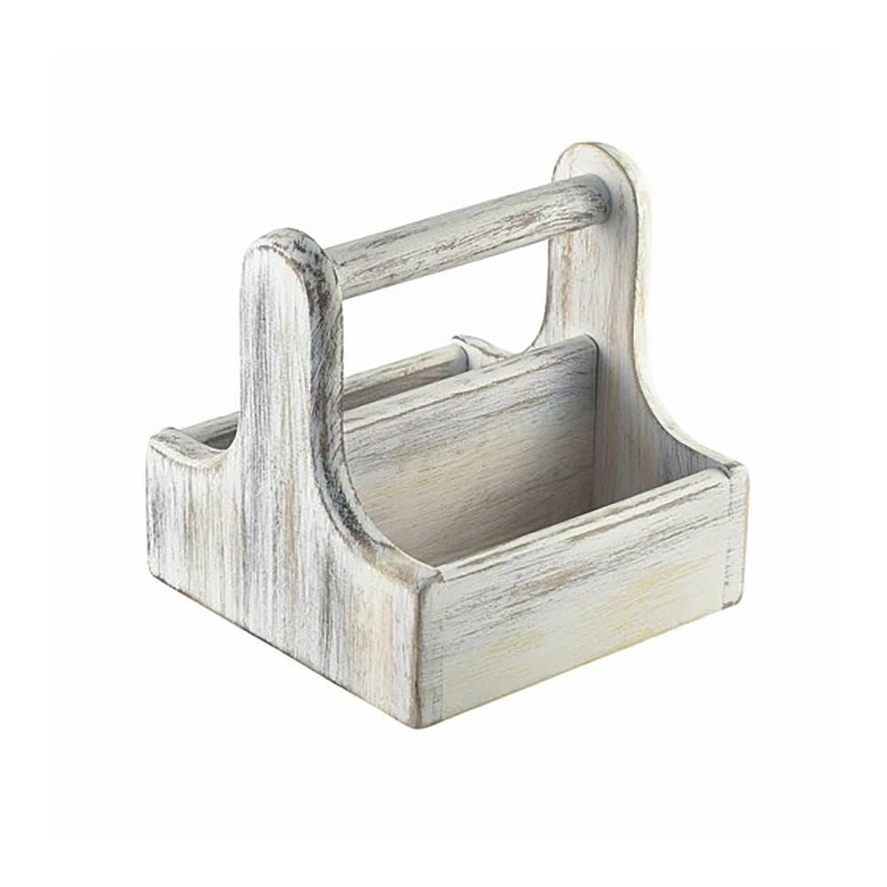 Steelite GWDWTC-SW 2 Compartment Square Condiment Caddy - Wood, White